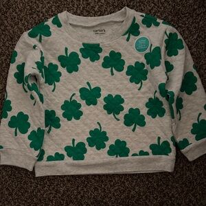 Carter's Gray Sweatshirt with Green Clover Pattern